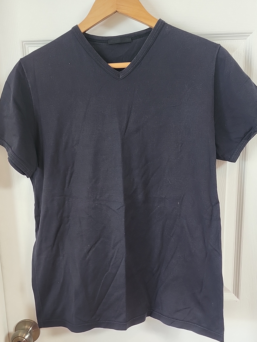 Prada Men's V-Neck Short Sleeve T-Shirt - Black